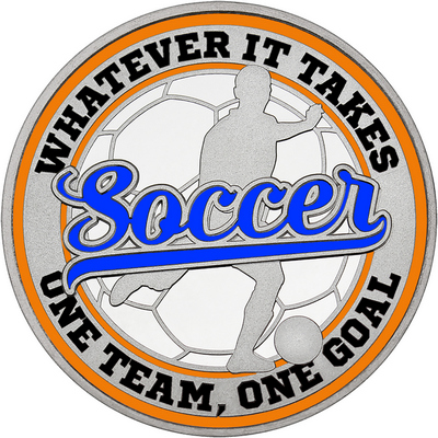 Royal Blue "Soccer" with Orange Outer Circular Borders